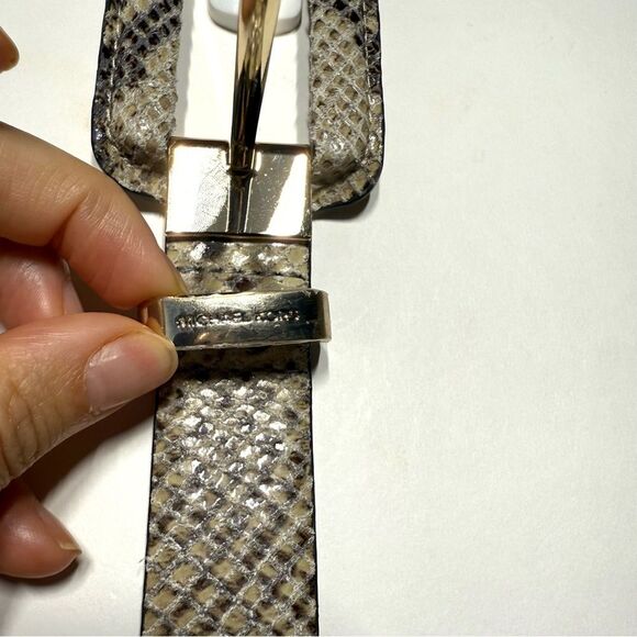 Michael Michael Kors Genuine Leather Snake Belt in Small